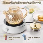 Esmi®- *Premium - Borosilicate Stove Glassware Teapot- Diamond Cut with Filter*