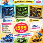 🚓🚧♻️ DIY Assembled Fun Sets – 3 Themes in 1! ♻️🚧🚓