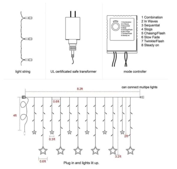 Esmi- ? *Diya Led Light 12 strings 11ft curtain*