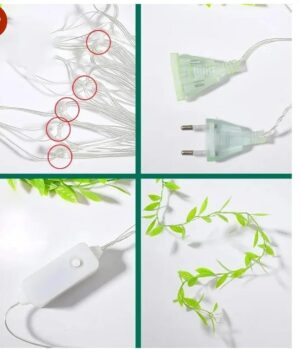 1001641093.jpg Esmi - Artificial Leaf Curtain Led String Lights with 8 Modes