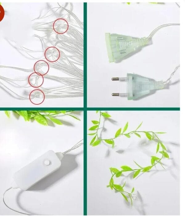 1001641093.jpg Esmi- Artificial Leaf Curtain Led String Lights with 8 Modes