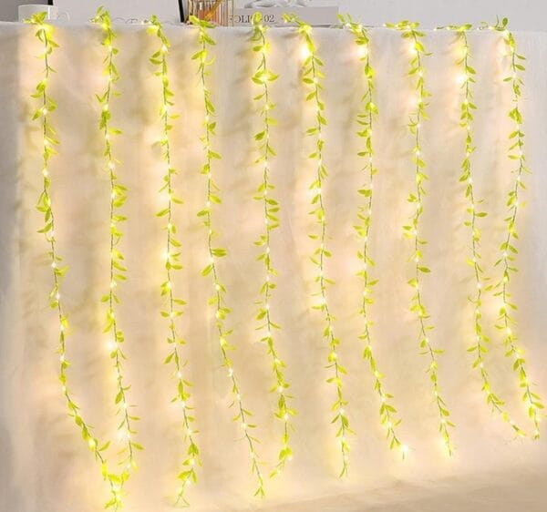 1001641095.jpg Esmi- Artificial Leaf Curtain Led String Lights with 8 Modes