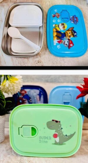1001660120.jpg Esmi- *Steel Dino Lunch box with gravy box & spoon*