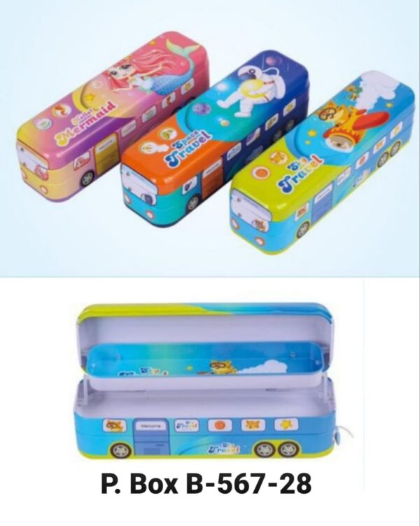 Esmi- *Metal Bus Pull String Friction toy cum Double Section Pencil box*
