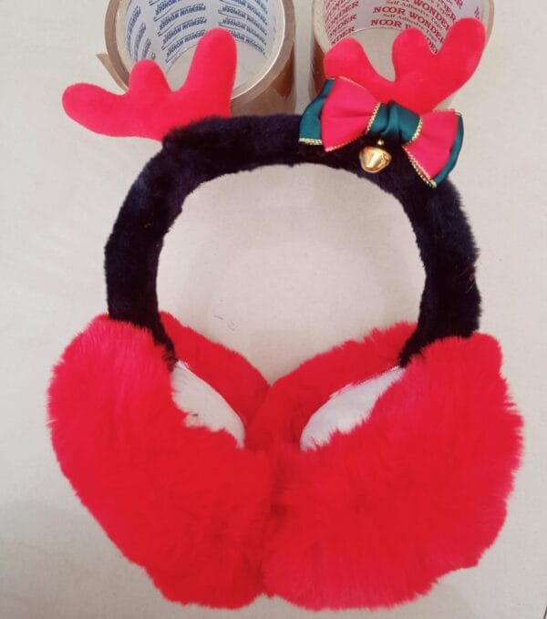 Esmi *Premium Quality Plush Furry Ear Muff - Christmas Theme with bell*