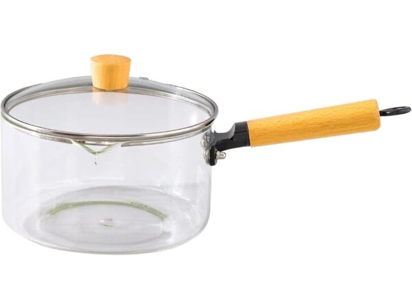 Esmi- *? *Premium Borosilicate Glass Saucepan - Wooden Handle*