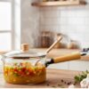 Esmi- *? *Premium Borosilicate Glass Saucepan - Wooden Handle*