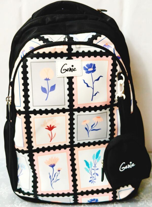 Esmi- *Genie 18 Inch School Bag with Pouch Keychain ? Floral*
