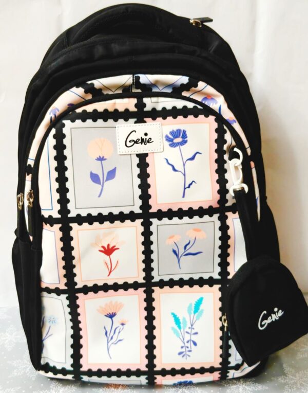 Esmi- *Genie 18 Inch School Bag with Pouch Keychain ? Floral*