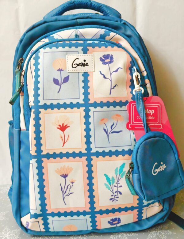 Esmi- *Genie 18 Inch School Bag with Pouch Keychain ? Floral*