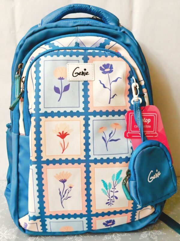Esmi- *Genie 18 Inch School Bag with Pouch Keychain ? Floral*