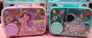 1002406425.jpg Esmi- Premium Stainless Steel Kids 3 section Lunch Box with Chutney Box & Cutlery ??