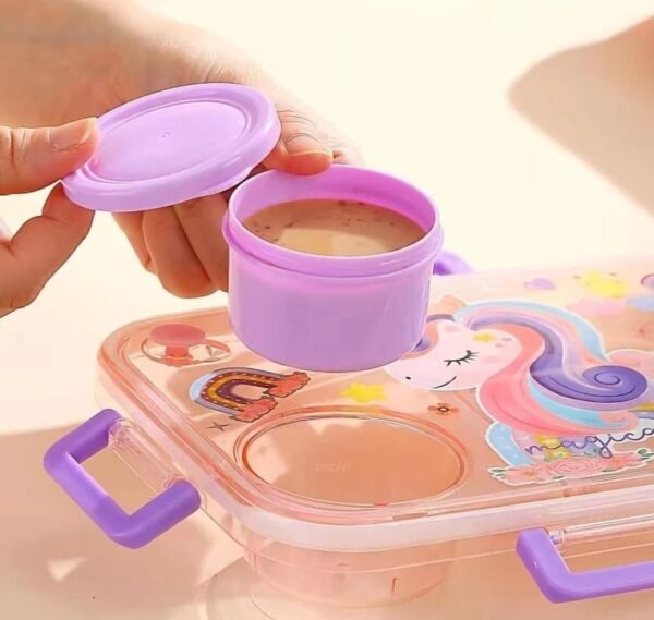 1002406430.jpg Esmi- Premium Stainless Steel Kids 3 section Lunch Box with Chutney Box & Cutlery ??