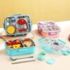 1002406431.jpg Esmi- Premium Stainless Steel Kids 3 section Lunch Box with Chutney Box & Cutlery ??