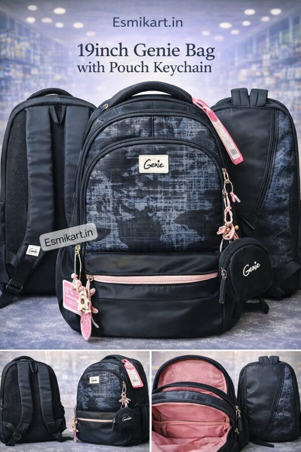 1002406748.jpg Esmi- *Genie Nora 19 Inch Spacious School Bag with Pouch Keychain*