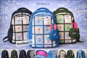 Esmi- *Genie 18 Inch School Bag with Pouch Keychain ? Floral*