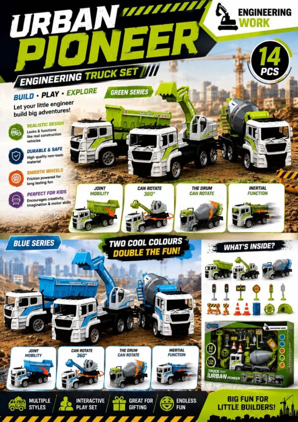 🚧 Urban Pioneer Engineering Truck Set 🚚✨
