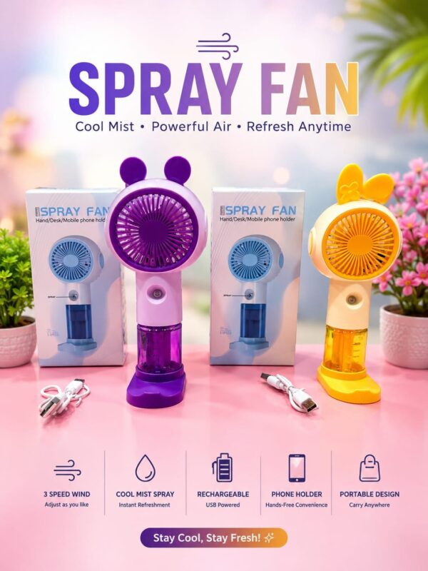 🌬️💦 NEW ARRIVAL – Cute Mini Spray Fan 💦🌬️