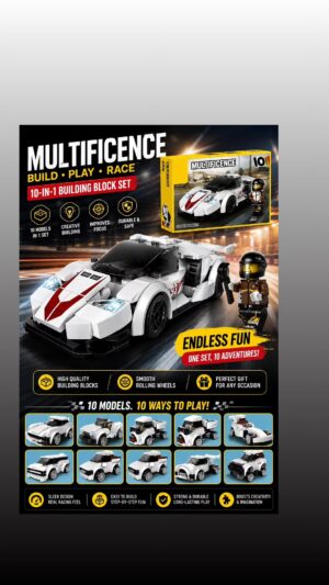 🏎️ 10-in-1 Building Block Racing Car Set