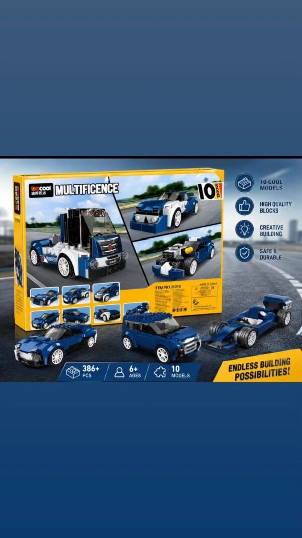 🏎️ 10-in-1 Building Block Racing Car Set