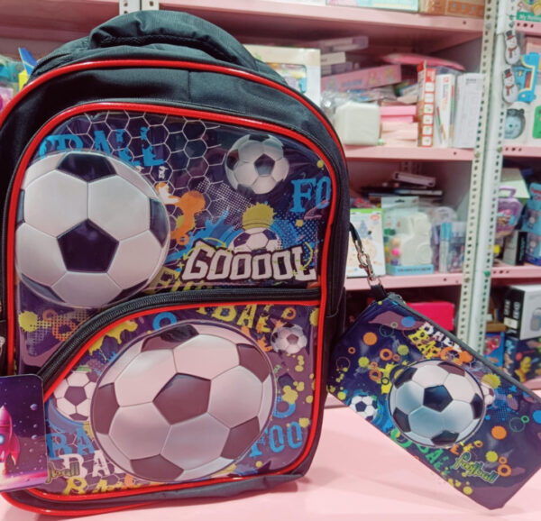 Esmi- *Holographic Football with Pencil Pouch - School Bag*