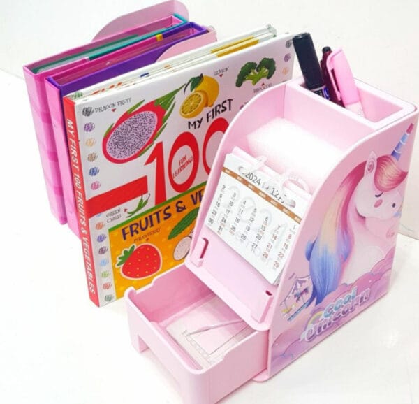 5XRlpw0YZZ.jpg Esmi *Multipurpose Book Shelf Metal, pen stand, Drawer - Stationary Set/Table Decor*