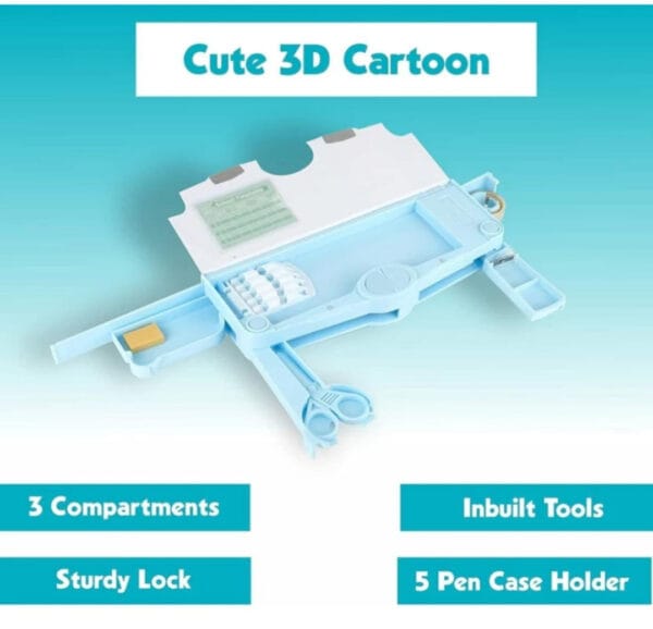 Esmi-  Multifunctional Magnetic Pencil Box with Built-in Sharpener | Scissor | Eraser | Tape & Scale for Kids