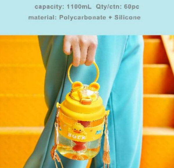 Esmi- *Kawai Animal Round Bottle with Fruit Infuser Partition* Material Silicon , BPA free, Premium quality, 1100 ml Random Price 525