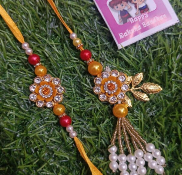 Esmi- *Flower Studded Rakhi & Lumba set*