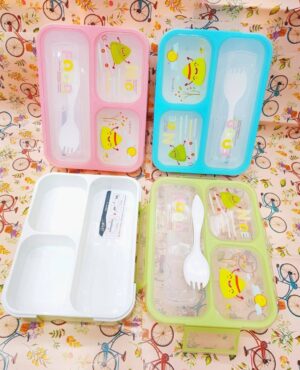 Esmi- *3 Compartment Lunch box- Plastic* Pink & Blue only Price 275