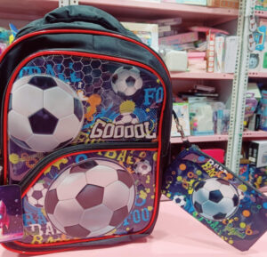 Esmi- *Holographic Football with Pencil Pouch - School Bag*