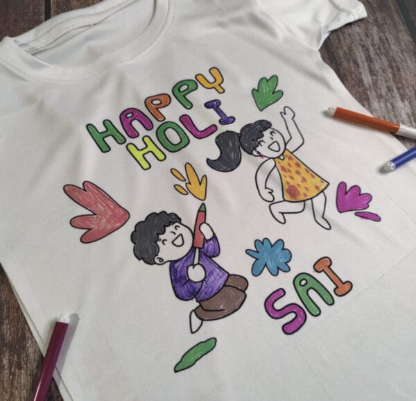 Esmi *DIY HOLI T-SHIRT kit with your Name and favourite cartoon printed*