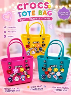 2026/07/1002840967-1.jpg ✨ Esmi® Trendy Rubber Tote Bag with Cute Charms 🌸👜