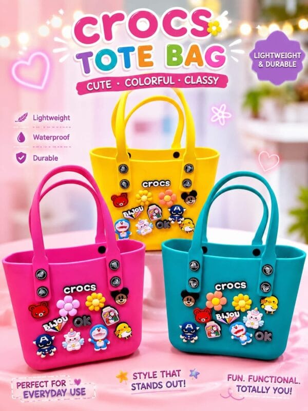 ✨ Esmi® Trendy Rubber Tote Bag with Cute Charms 🌸👜
