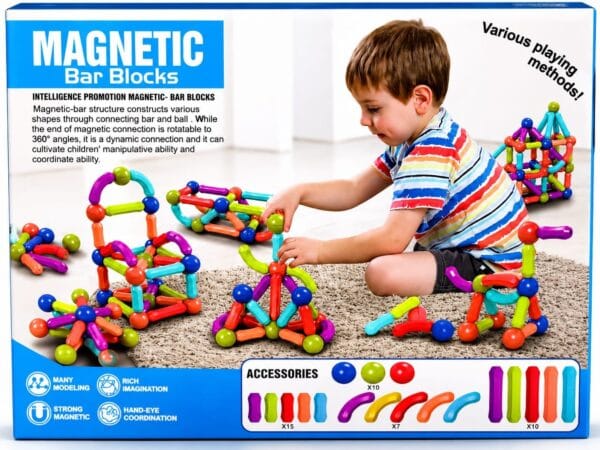 🧲 Esmi® Magnetic Bar Blocks – 42 Pieces Construction Set